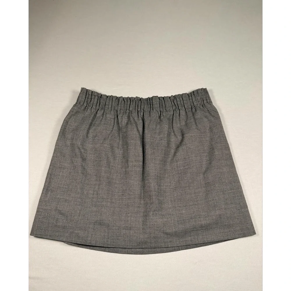 J.Crew Skirt Womens 12 Gray Wool Blend A-Line Pull On Mini Lined Pockets Casual